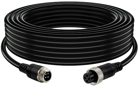 Lonlonty 49FT 15M 4 Pin Aviazione, Aviazione Video Estensione Cavo, Cavo per Telecamera di Retromarcia Impermeabile Antiurto Visione Notturna IR Per Camion Fotocamere Veicolo Sorveglianza Sistema