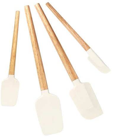 Silicone Spatula Set, Food Grade Rubber Spatula-4 Piece Nonstick Rubber Spatulas, Spoonula, Jar Scraper for Cooking, Baking, Mixing, Frosting - Heat Resistant Up to 600°F（Dishwasher Safe ）