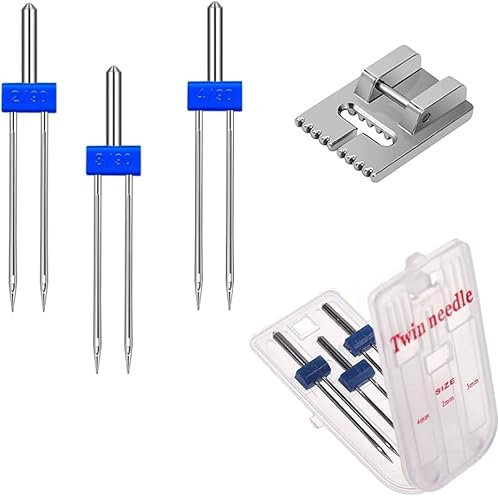 Zwillingsnadeln 3 Stück Doppel-Zwillingsnadeln Nähmaschinennadel Zwillingsnadel Zwillings-Stretch-Nadel Doppelnadel für Haushalts-Nähmaschine mit Nähfuß Nähmaschinen Zubehör