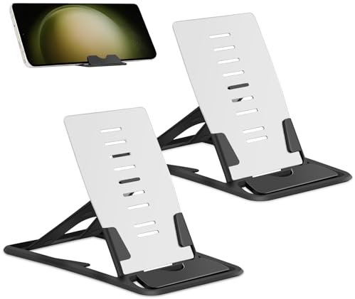 2 Pack Supporto Telefono Scrivania per iPhone 16 Pro Max 15Plus, Porta Cellulare da Tavolo Regolabile per Xiaomi 14T Ultra 12 Lite Redmi Note 13 Pro, Porta Telefono Scrivania Multi angolo, Nero