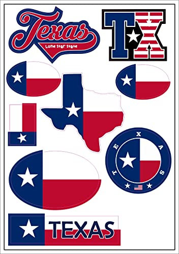 Daged Texas USA Aufkleber Karte Stickerbogen - Reiseaufkleber PKW Auto Motorrad Biker Flagge Fahne Deko AK
