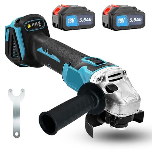 125mm Akku-Winkelschleifer für Makita 18v Akku,18V Winkelschleifer mit 2pcs 5.5Ah Akku und Ladegerät,Griff, 7500Rpm Metallschleifer zum Schneiden/Rostentfernung