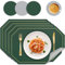 BOCHION Placemats Set of 4, Dual Sided PU Leather Place Mats and Coasters Heat Resistant Washable and Non Slip, Stain Resistant Wipe Clean Table Mats for Home Dining Table Restaurant Hotel(Green Grey)