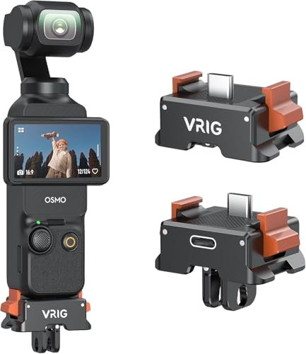 VRIG DJI Osmo Pocket3 Installation Adapter Base Hergestellt aus Aluminium Metall Typ-C mit Ports Pocket3 Zubehör Quick Release 4in1 Schnittstelle