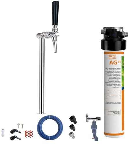 BieTal® Trinkwasserfilter mit Aktivkohle mit Wasserschanksäule One 1-leitig für sauberes & frisches Wasser für dein Zuhause Praxis Büro Wohnmobil Aktivkohlefilter Wasserfiltersystem & Wasserstop
