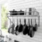KES Silver Gray Pot Rack for Kitchen, 76CM Pan Holder Wall Mounted, Hanging Storage with 12 Hooks for Kitchen Storage and Organization, KUR215S75A-SG