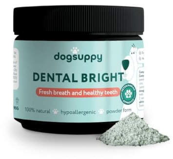 DogSuppy Dental Bright For Dogs - Fresh Breath & Healthy Gums & Clean Teeth, Less Plaque & Tartar, 3-in-1 Dental Powder, 100% Natural, Vet-approved, No Brushing Needed - For All Sizes & Breeds