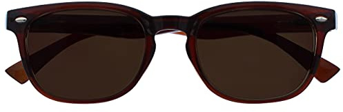 OPULIZE ORA Reading Sunglasses - Designer Style Round Frame - Tinted UV400 Protection Lens - Spring Hinges - Dark Brown +1.50