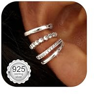 Chriscoco 3Pcs Ear Cuff Silber 925 Ohrclips Damen Ohne Ohrlöcher Earcuffs | Clip Ohrringe,Fake Ohrringe Set,14K Vergoldet Earcuff,Ohrklemme,Fake Helix Piercing Knorpel Wrap,Ohrmanschette