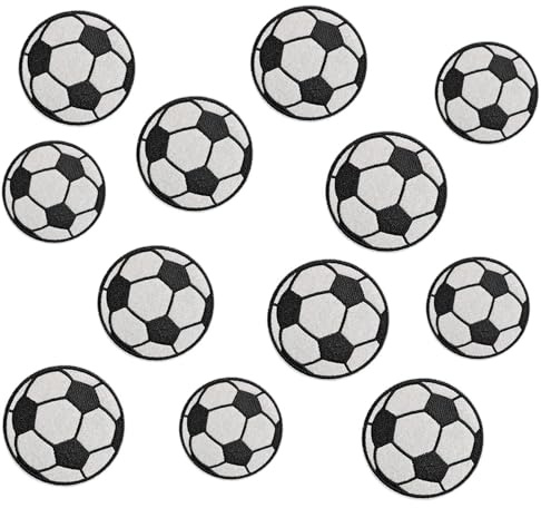 12 Stück Bügelflicken Kinder, Fußball Patches Zum Aufbügeln, Fußball Bügeln Auf Patch, für Kleidung, Jacken, Rucksäcke & DIY-Projektec