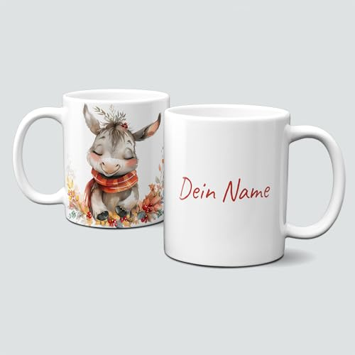 online-hut - Tasse - Kaffeebecher - Weihnachtstasse - Wintertasse - Weihnachten - xmas - Winter - Geschenkidee - Christmas - Donkey - Esel - Personalisiert - Namenstasse - LT-1432