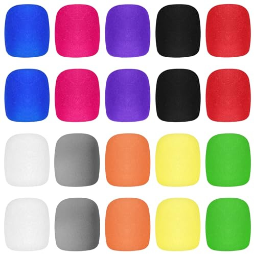 Elegaperma 20 Pcs Microphone Cover, 10 Colors Mic Cover, Soft and Thick Microphone Foam Covers, Protecting Microphones from Saliva and Moisture, Keep Clean and Away from Dust