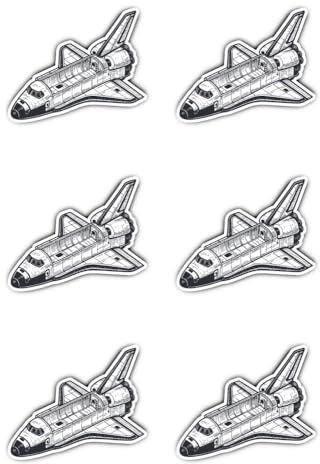 Aufkleber: 50 mm, 6 Stück - Space Shuttle Illustration Technik Motiv für Ingenieure