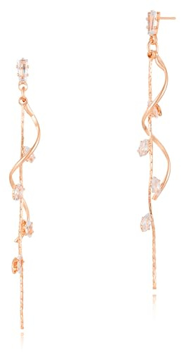 Asdecy 14K Gold Vergoldet, Silber, Rosegold Ohrringe Hängend Damen | Gedrehtes Kurvendesign, Filigrane Kette, Zirkonia-Quastenstil, Glatt Poliert, Brautschmuck für Hochzeit und Party
