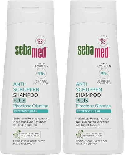 Sebamed Antischuppen Shampoo plus, bis zu 95% weniger Schuppen nach nur 4 Wochen, Shampoo für Damen und Herren, auch zur Bekämpfung von fettendem Haar und Juckreiz, für die tägliche Reinigung, 200 ml