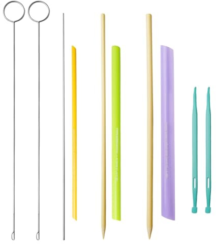 10Pack Fabric Tube Turner - Shaping Thin Straps, Belts, Scrunchies | 3 Unique Styles of Stainless Steel Loop Turner & Point Inverting Tools | Essential DIY Sewing for Quick Corner Poking,