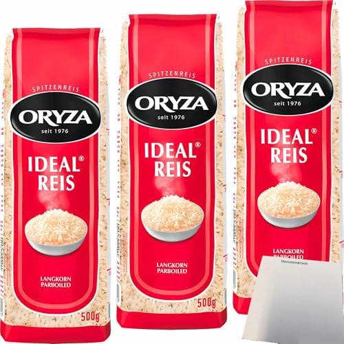 usy Bundle für Oryza Ideal Reis Langkorn Parboiled 3er Pack (3x500g Beutel) + usy Block