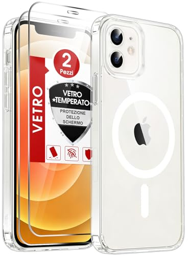 LeYi Cover Magnetica per iPhone 12/12 Pro con Vetro Temperato(Trasparente) | Custodia [Compatibile con MagSafe] Protezione Fotocamera TPU Bumper Antiurto Protettiva Originale Case per iPhone 12/12Pro
