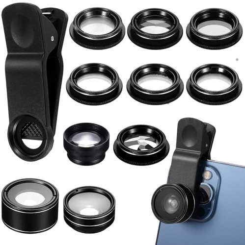 Healifty Kit Lentilles pour Téléphone Portable Objectif Macro HD et Fisheye, Alliage Noir, Lentilles Résistantes pour Photographie Mobile, Accessoire Polyvalent pour Smartphone