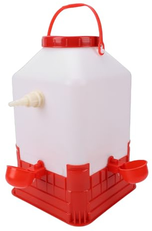 HELEVIA Bebedero Automático para Aves de Corral, Comedero de Agua para Pollos de Plástico de Gran Capacidad de 10L con 4 Tazones, para Beber y Alimentar Aves de Corral