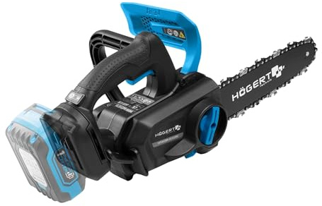 HÖGERT TECHNIK Akku-Kettensäge kompakt 18V OneAccuSystem, bürstenloser Motor, kabellose Motorsäge für Gartenarbeit, Holz schneiden, Brennholz und Baumpflege, ohne Akku