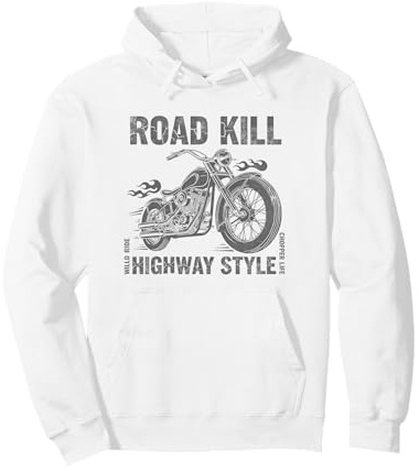 Chopper Motorcycle Road Kill Highway Style Vintage Biker Pullover Hoodie