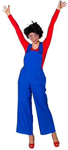 Fasching Damen Latzhose blau oder rot (blau, 40/42)