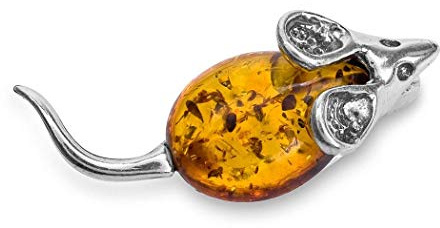 Ian and Valeri Co. Amber Sterling Silver Small Happy Mouse Pin Brooch