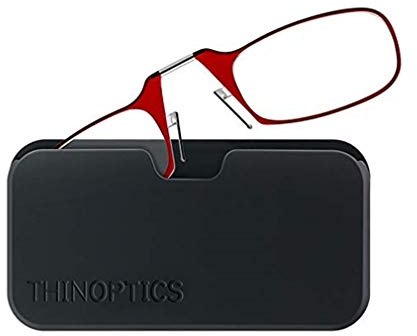 ThinOptics Pod 2.5 Lesebrille mit Rot Rahmen und Kompaktem Universaletui - Lesebrille 2.5 mit Kompaktem Faltbarem Rahmen und Flex-Fit-Technologie