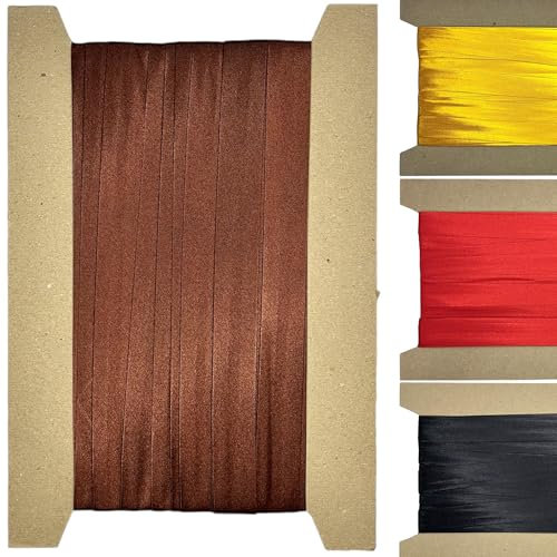 Roban Fashion 10m Satin Schrägband zum Nähen gefalzt 50mm breit Braun