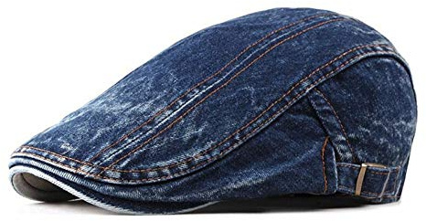 CHENNUO Herren Denim Flatcap Schiebermütze Gatsby Mütze Vintage Schirmmütze Ivy Cap