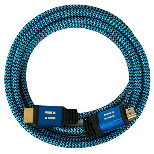 i! - 5m Nylon HDMI Kabel kompatibel mit HDMI 2.0 1.4a 3D 4K 2160p UHD Full HD 1080p Ethernet ARC HDR CEC DTS-HD - blau