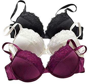 PETITE FLEUR Damen Push-up-BH | Jacquardspitze, herausnehmbare Kissen, Microtouch, verstellbare Träger & Rückenverschluss - Romantik pur
