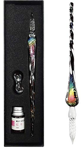 EACHHAHA Glasstifte-Set,Kalligraphie-Stift,Glas Dip Pen und Tinte,Glasfeder zum Schreiben für Grußkarten,Zeichnen, Unterschriften, den besten Weihnachts- und Werbegeschenken
