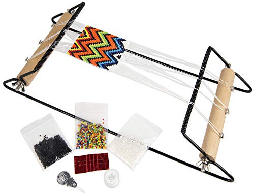 The Beadsmith Extra breites Metallperlen-Webstuhl-Set, enthält extra breiten Webstuhl (36,8 x 15,2 x 21,6 cm), Faden, Nadeln und 36 g Glasperlen für Armbänder, Halsketten, Gürtel und mehr