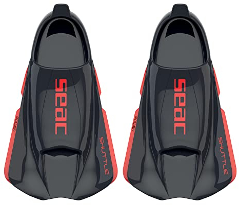 Seac Unisex Shuttle Schwimmflossen aus 100% Silikon, kurz, für Kraft- oder Cardio-Training, Schwarz/Rot, 37/39