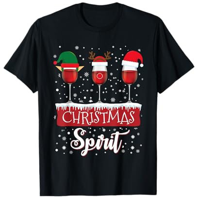 Lot de 3 verres à vin rouge Père Noël Elfe Renne T-Shirt