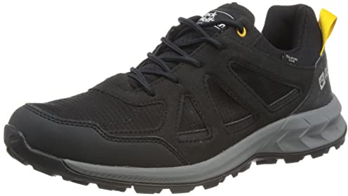 Jack Wolfskin Herren Woodland 2 Texapore Low M Sneaker, Black/Burly Yellow Xt, 40.5 EU