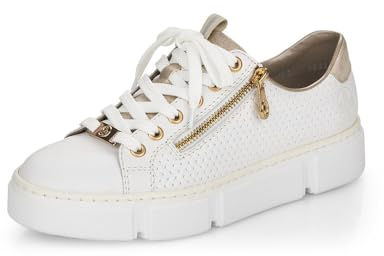 Rieker Damen Low-Top Sneaker N5932, Frauen Halbschuhe,Laufschuhe,straßenschuhe,Strassenschuhe,Sportschuhe,Freizeitschuhe,Weiss (80),43 EU / 9 UK