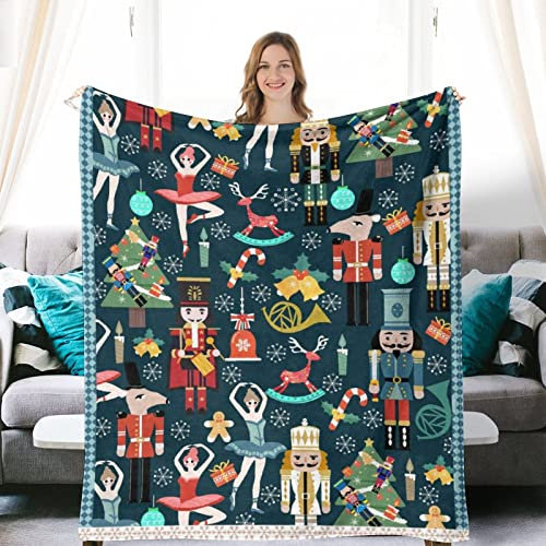 GADZILLE Überwurfdecke Nussknacker-Fleecedecke Weihnachten weiche Decke super gemütliche Decke warme Ultra Plüsch Decken für Couch Sofa Bett Decke für Damen und Herren