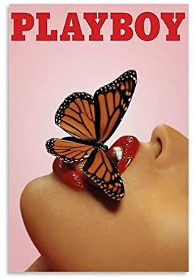 CUQ Vintage-Poster mit rosa Schmetterlingen, Heimdekoration, Wanddekoration, Geschenk, Leinwand, Wandkunst, Schlafzimmer-Gemälde, 20 x 30 cm