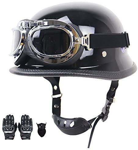 Beyswage Vintage Style Jet-Helm, DOT/ECE Zertifiziert, Antikollisions-Schutzhelm, Rollerhelm für Damen Herren, Größe 55-64CM, Schwarz