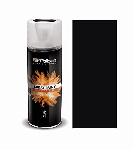 Polisan Spray Paint | Jet Black | Perfect for Radiator, Plastic, Fabric, Metal, Wood, Bike, Marking | 400ml | RAL 9005 | Single Pack