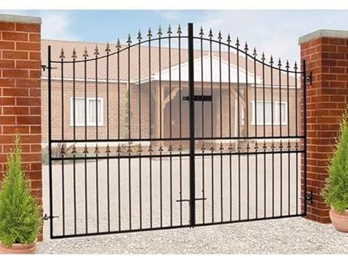 Cannock Gates Corfe Premium Spear Top Tall Bow Top Double Estate Gate - Steel - Fits Gap 2743 mm x 2083 mm High - Electro Galv./Black