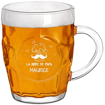 Maverton Chope à Bière Personnalisable – Verre à alcool avec gravure pour homme - 500ml - Verre solide pour dégustation - pour anniversaire - pour ami - témoin - copain - papa -