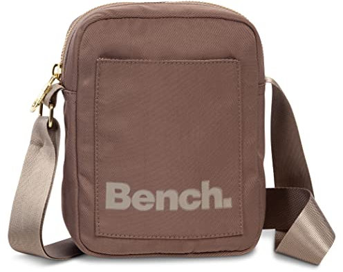 Bench City Girls Damen und Herren Mini Bag Umhängetasche Tasche Handtasche Schultertasche Crossbody-Tasche, graubraun, 19 x 14 x 5 cm