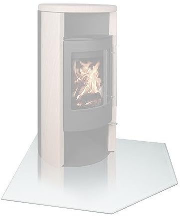 EWO Funkenschutzplatte - Glasplatte für Kaminöfen in Fünfeck-Form (100 x 100 x 0,6 cm) - Bodenplatte als Kamin Funkenschutz mit ESG-Sicherheitsglas - Kaminplatte Boden-Schutzglas