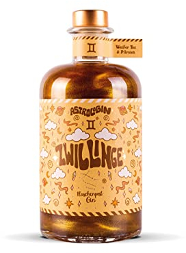 AstroloGin - ZWILLINGE Sternzeichen Gin Für jedes Sternzeichen ein Gin Farbiger Glitzer Gin mit Weißer Tee & Pfirsich Premium Gin aus Deutschland Von Flaschenpost Gin 41% Vol (1 x 0,5l)