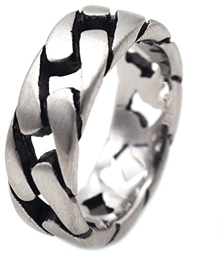 Männer Ringe Retro, Ring Modeschmuck Titan Edelstahl Antiker Flacher Kettenring Mode Geschenk Ring Größe 67 (21.3)
