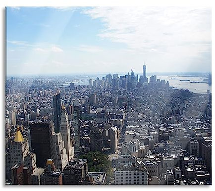 New York City Panorama Herdabdeckplatte & Spritzschutz aus Echtglas | Für Herd-Kochfelder | 60x52 cm